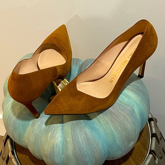 Stuart Weitzman signature Anny Style Size 7B 95mm Coffee Brown Suede Pump - Picture 4 of 10